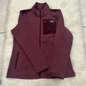 LL Bean Sweater Fleece Full Zip Overlay Jacket Size Medium